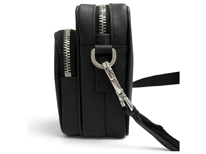 Borsa a tracolla Prada in pelle Saffiano con mini pochette Nero - vista 4