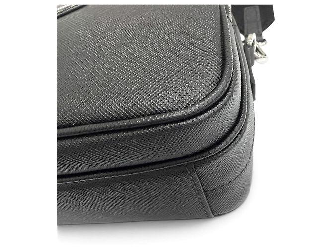 Borsa a tracolla Prada in pelle Saffiano con mini pochette Nero - vista 7