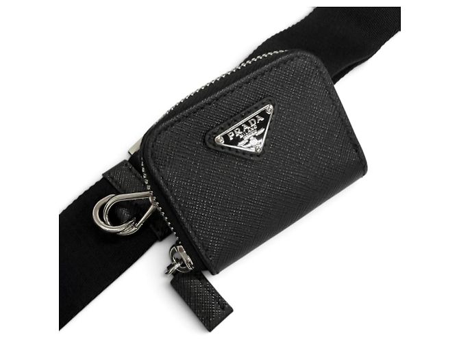 Borsa a tracolla Prada in pelle Saffiano con mini pochette Nero - vista 9