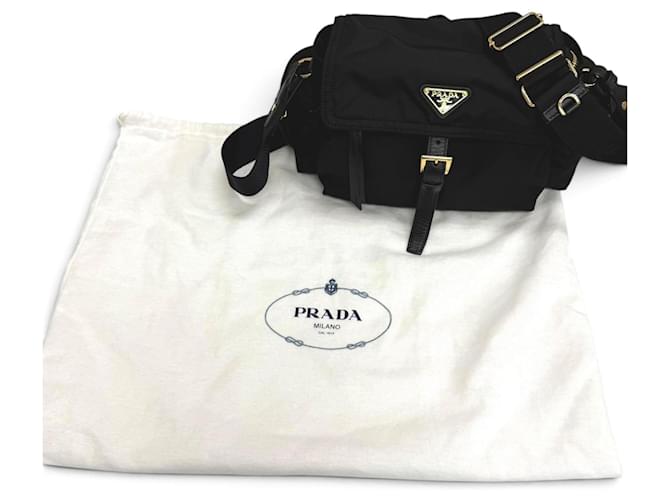 Prada 1BD394 Explorer Medium Shoulder Bag Nero D'oro - vista 2