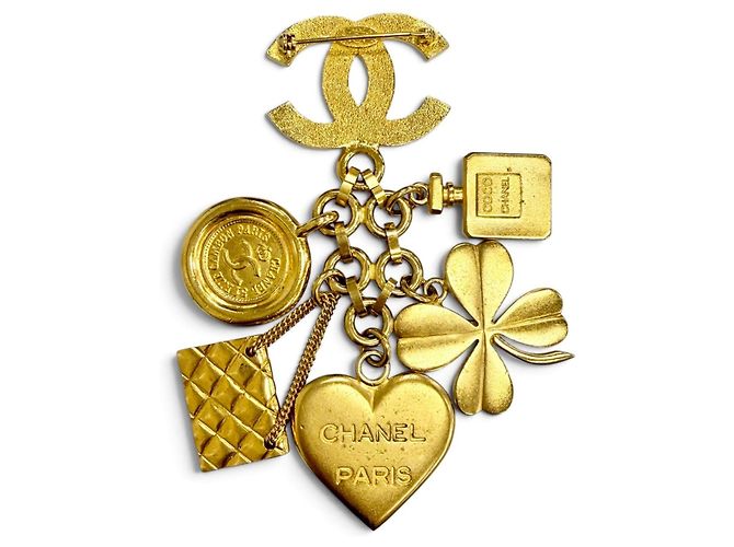 Spilla Trifoglio Chanel Vintage Coco Mark D'oro - vista 2