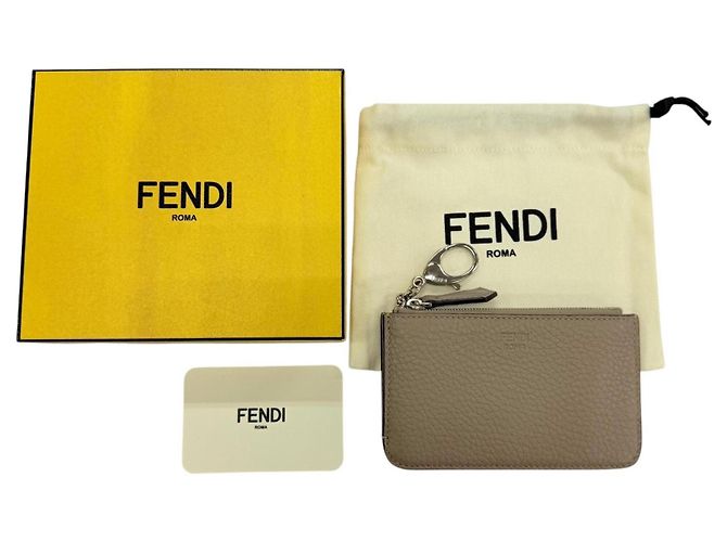 Fendi Münzbeutel aus grauem Leder Braun - Ansicht 2