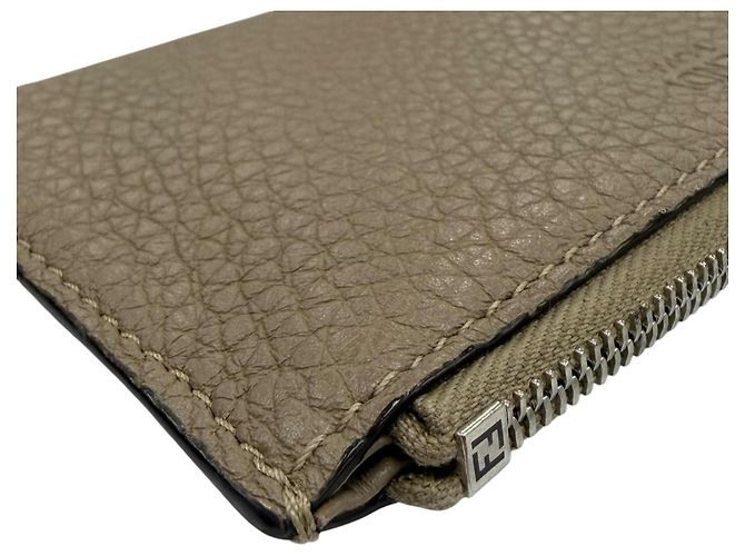 Fendi Münzbeutel aus grauem Leder Braun - Ansicht 5