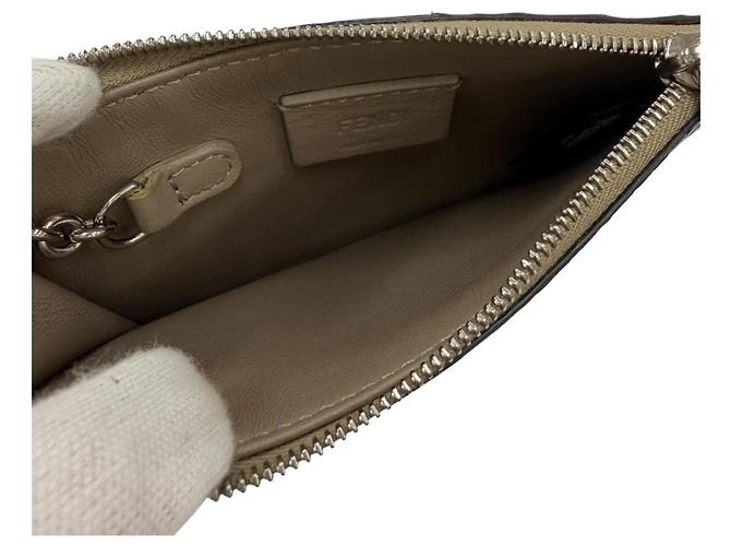 Fendi Münzbeutel aus grauem Leder Braun - Ansicht 6