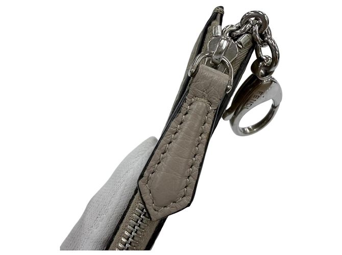 Fendi Münzbeutel aus grauem Leder Braun - Ansicht 7