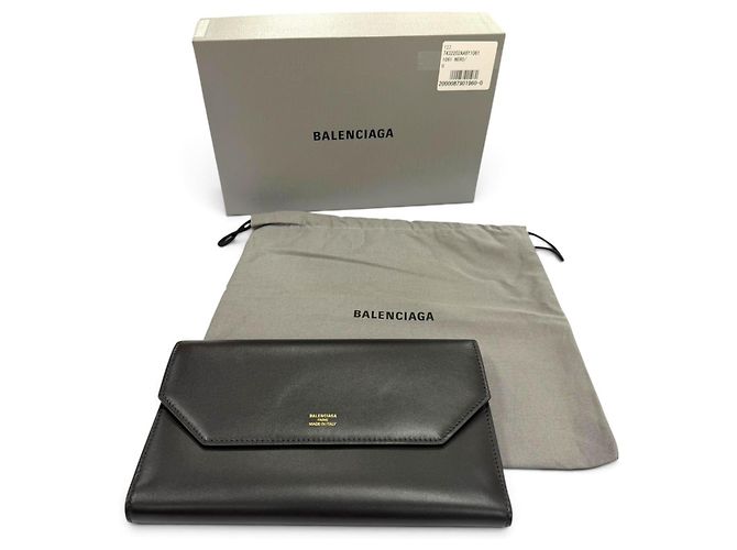Balenciaga Envelope Leather Long Wallet Black - view 2