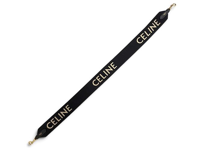 Céline Tracolla in tela e pelle jacquard logo Celine Nero Beige - vista 2