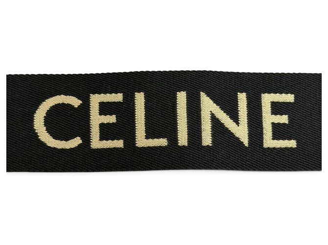 Céline Tracolla in tela e pelle jacquard logo Celine Nero Beige - vista 4