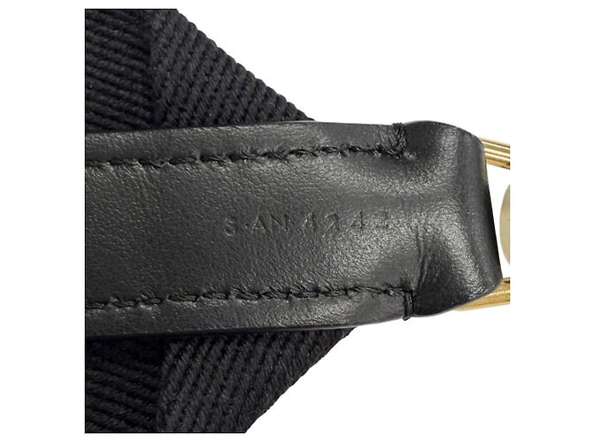Céline Tracolla in tela e pelle jacquard logo Celine Nero Beige - vista 7