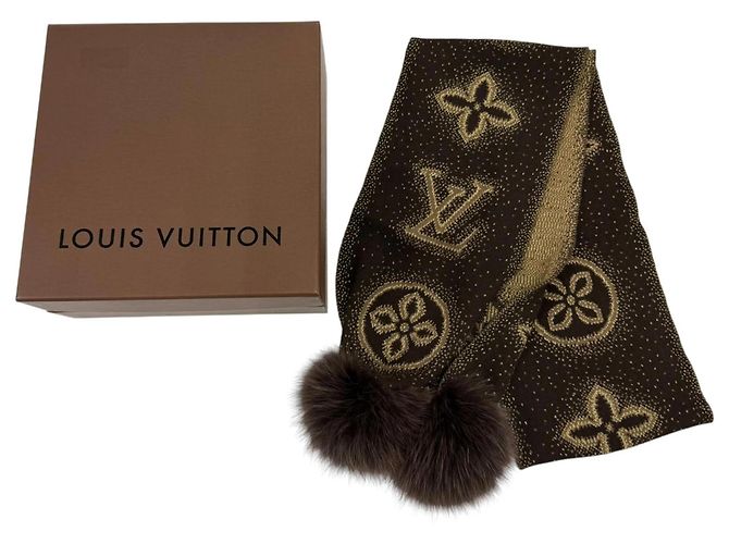 Louis Vuitton brauner Kaschmir-Stola mit Fuchsfell - Ansicht 2