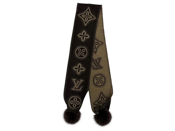 Louis Vuitton brauner Kaschmir-Stola mit Fuchsfell - Ansicht 4