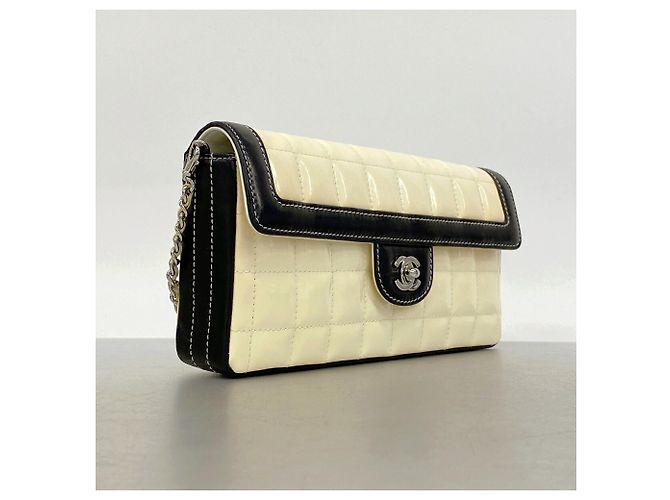 Borsa a tracolla con catena Chanel Chocolate Bar Nero Bianco - vista 2