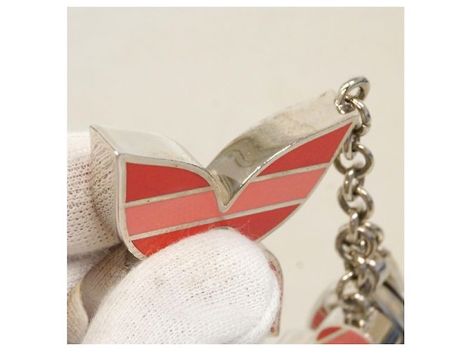 Portachiavi Louis Vuitton Monogram Flower Argento Rosa Rosso - vista 5