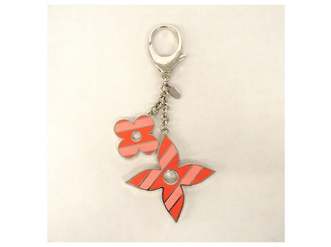 Portachiavi Louis Vuitton Monogram Flower Argento Rosa Rosso - vista 8