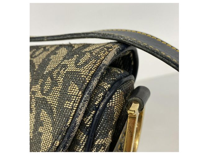 Borsa a mano Christian Dior Trotter Saddle Beige Blu navy - vista 6