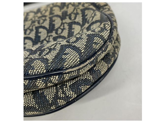 Borsa a mano Christian Dior Trotter Saddle Beige Blu navy - vista 7
