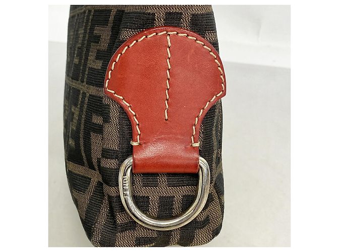 Fendi Zucca Nylon Canvas Tote Bag Brown Red - view 10