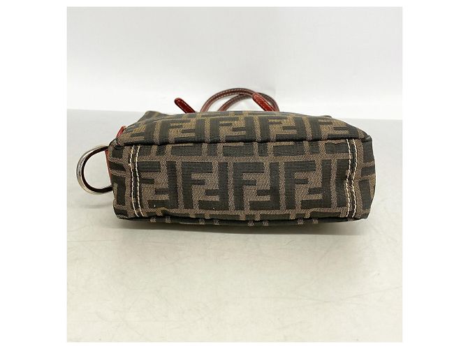 Fendi Zucca Nylon Canvas Tote Bag Brown Red - view 3