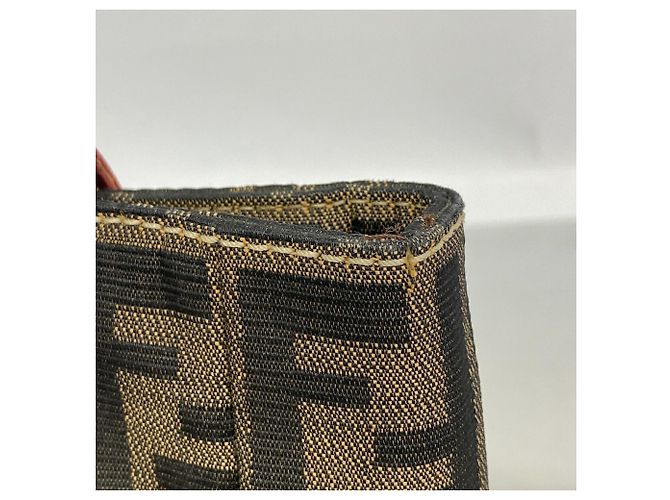 Fendi Zucca Nylon Canvas Tote Bag Brown Red - view 8