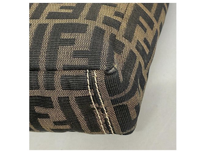 Fendi Zucca Nylon Canvas Tote Bag Brown Red - view 9
