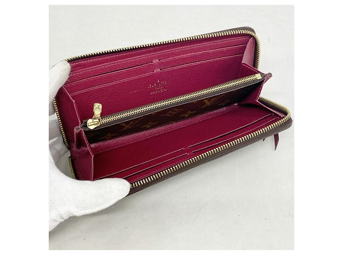 Louis Vuitton Monogram Portefeuille Clemence Long Wallet Marrone Fuschia - vista 3