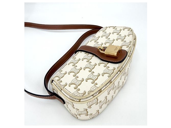 Céline Borsa a tracolla Celine Taboo Triomphe Marrone Bianco - vista 3