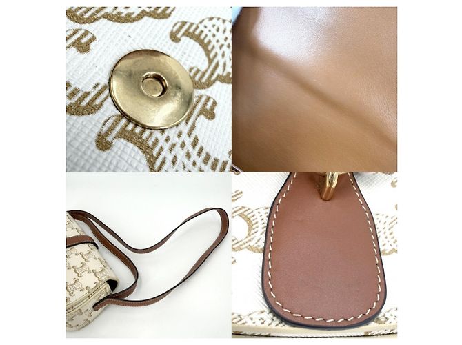 Céline Borsa a tracolla Celine Taboo Triomphe Marrone Bianco - vista 6