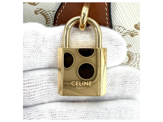Céline Borsa a tracolla Celine Taboo Triomphe Marrone Bianco - vista 9