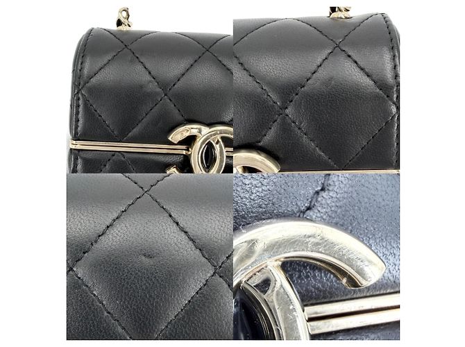 Borsa a Tracolla Mini Chanel Nero Bianco - vista 6