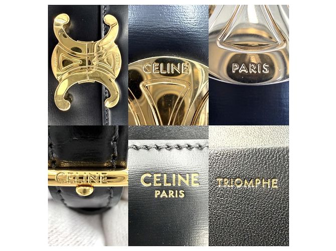 Céline Celine Triomphe Claude Mini Schultertasche Schwarz Weiß - Ansicht 5