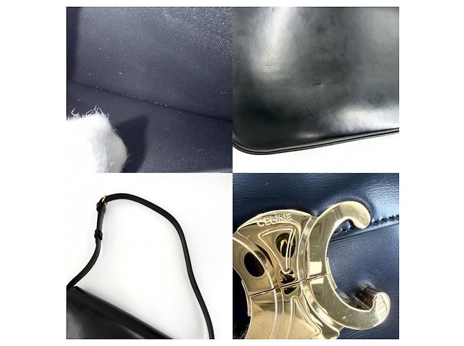 Céline Celine Triomphe Claude Mini Schultertasche Schwarz Weiß - Ansicht 6