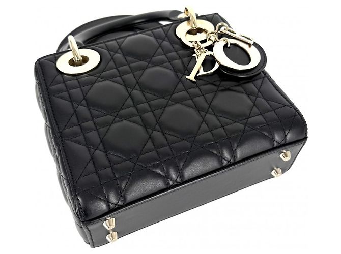 Borsa Christian Dior Cannage Lady Mini Nero Bianco - vista 3