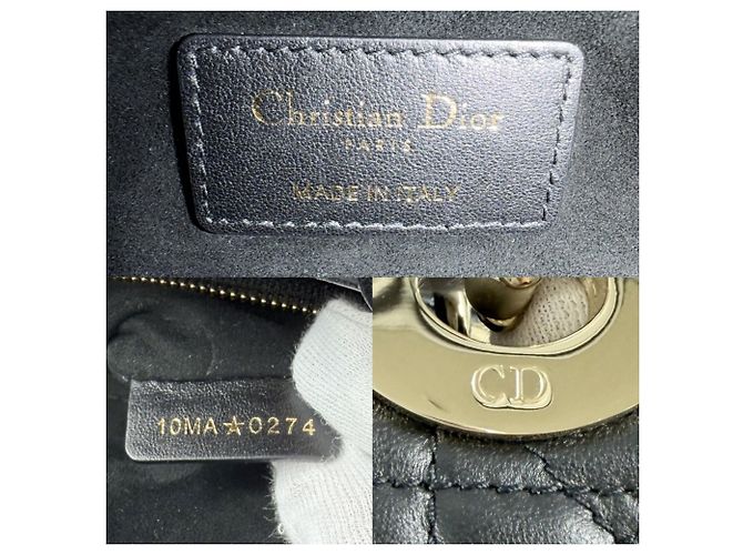 Borsa Christian Dior Cannage Lady Mini Nero Bianco - vista 5
