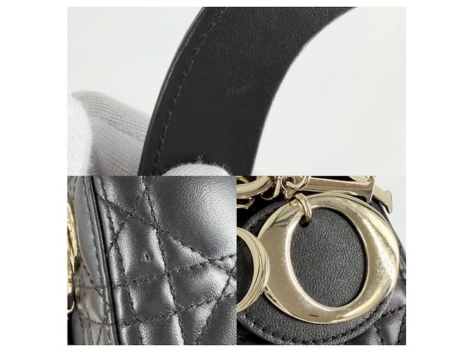 Borsa Christian Dior Cannage Lady Mini Nero Bianco - vista 6