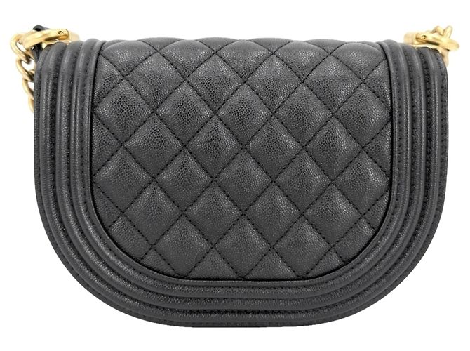 Boy Chanel Women's Matelassé Half Moon Shoulder Bag Black White - view 2