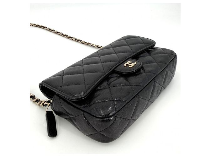Borsa a tracolla Chanel Matelassé con patta da donna Nero Bianco - vista 3