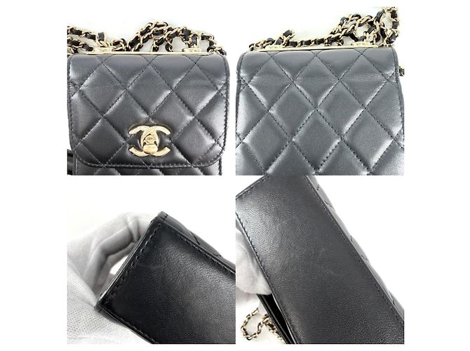 Borsa a tracolla Chanel Mini Matelassé Nero Bianco - vista 6