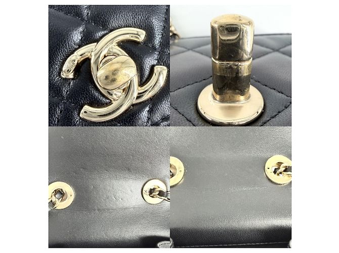 Borsa a tracolla Chanel Mini Matelassé Nero Bianco - vista 7