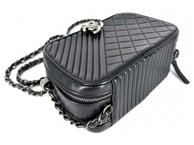 Borsa a Tracolla Chanel Boy Camera Nero Bianco - vista 3