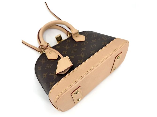 Borsa a mano Louis Vuitton Alma BB da donna Marrone Bianco Monogramma - vista 3