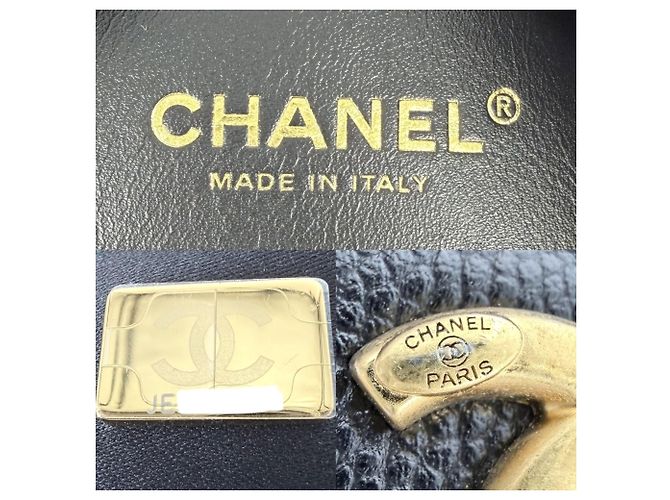 Sac à épaule Chanel en cuir noir et blanc - vue 5