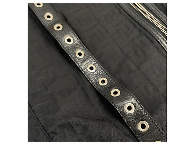 Borsa a tracolla Fendi in nylon bianco e nero - vista 12