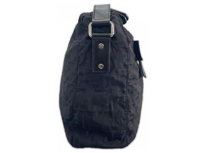 Borsa a tracolla Fendi in nylon bianco e nero - vista 3