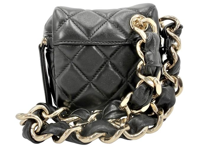 Mini borsa Chanel Matelassé Nero Bianco - vista 2
