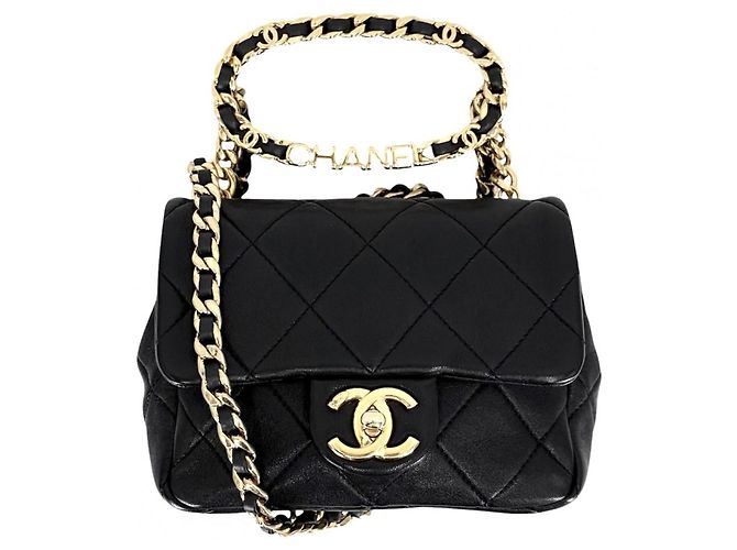 Borsa a tracolla Chanel Mini Matelassé Nero Bianco - vista 2