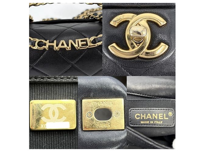 Borsa a tracolla Chanel Mini Matelassé Nero Bianco - vista 6