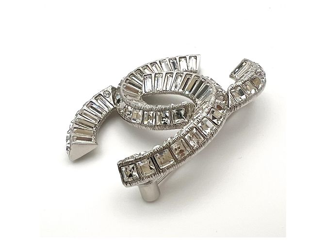 Spilla Chanel con strass da donna Argento Bianco - vista 3