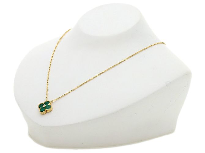 Collana Van Cleef & Arpels Vintage Alhambra Malachite e Diamanti - vista 4