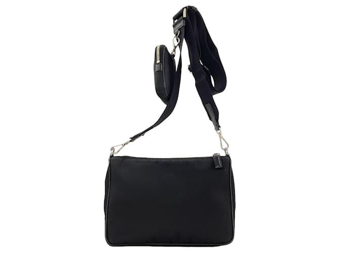 Borsa a tracolla Prada con logo Triangle Nero - vista 2
