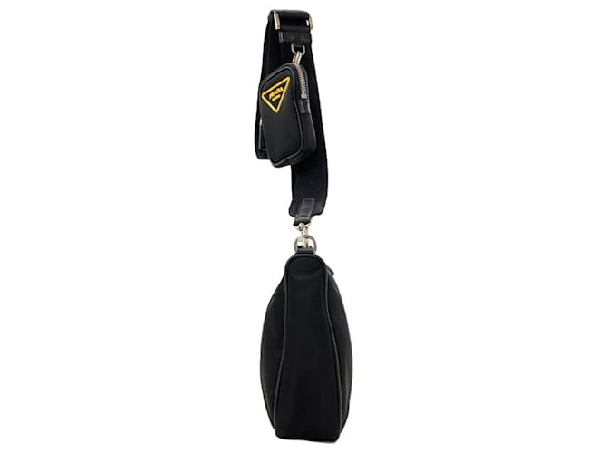 Borsa a tracolla Prada con logo Triangle Nero - vista 3